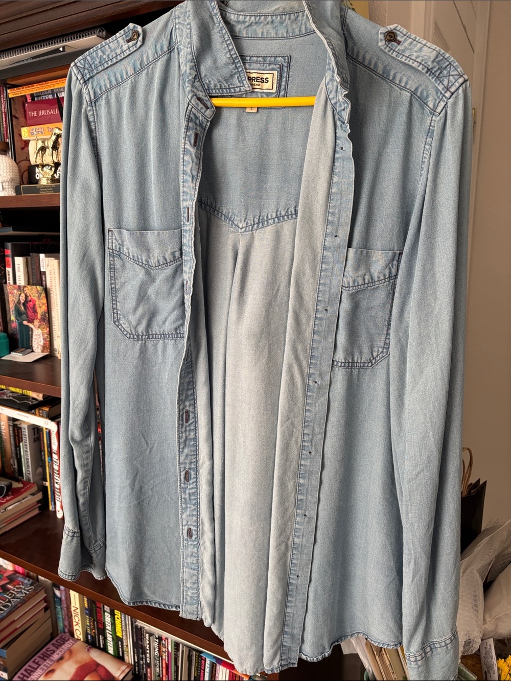 Express Light Blue Denim Button-Down Shirt